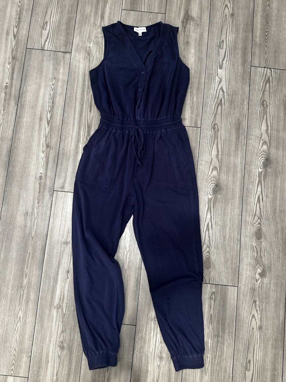 Gibson Latimer Navy Elastic-Waist Track Jumpsuit
